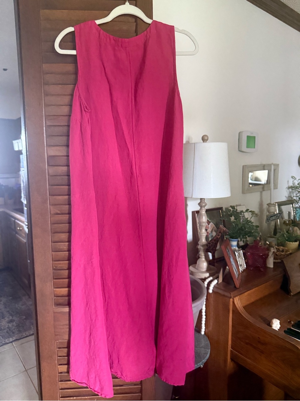 J. Jill pink linen blend dress with pockets Large v-neck EUC - Picture 2 of 4
